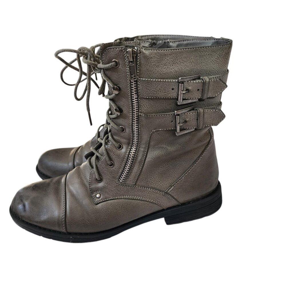Hot Cakes Gray Combat Boots Size 9.5M